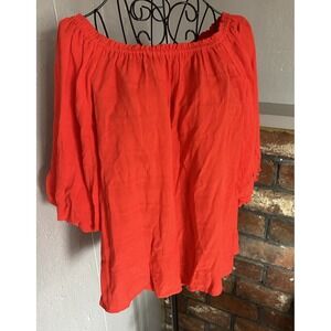 Sanctuary Women's Burnt Orange Short Sleeve Blouse S Off The Shoulder Top